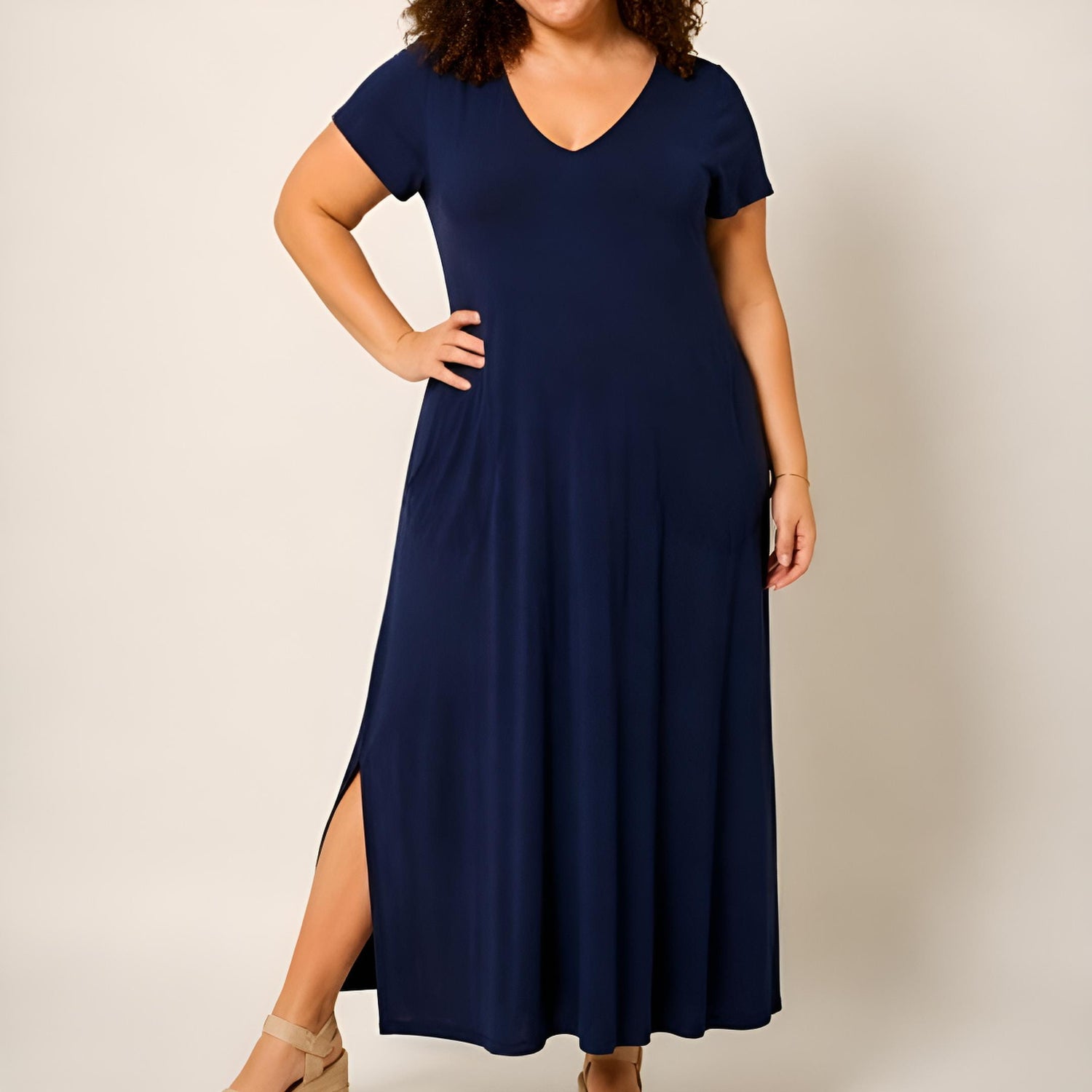 Vestido Vivian Azul Marino Largo | Viscosa hasta 6XL