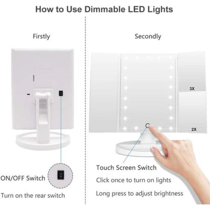 ESPEJO DE TOCADOR DE MAQUILLAJE CON ILUMINACION LED