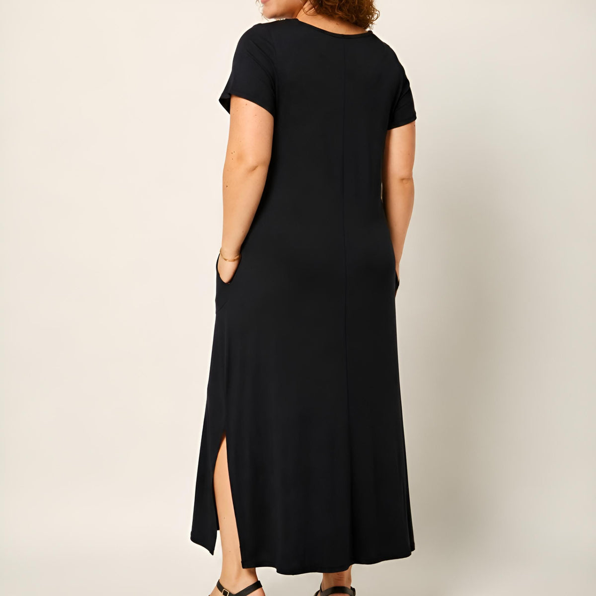 Vestido Vivian Negro Largo de Viscosa hasta 6XL | Verano