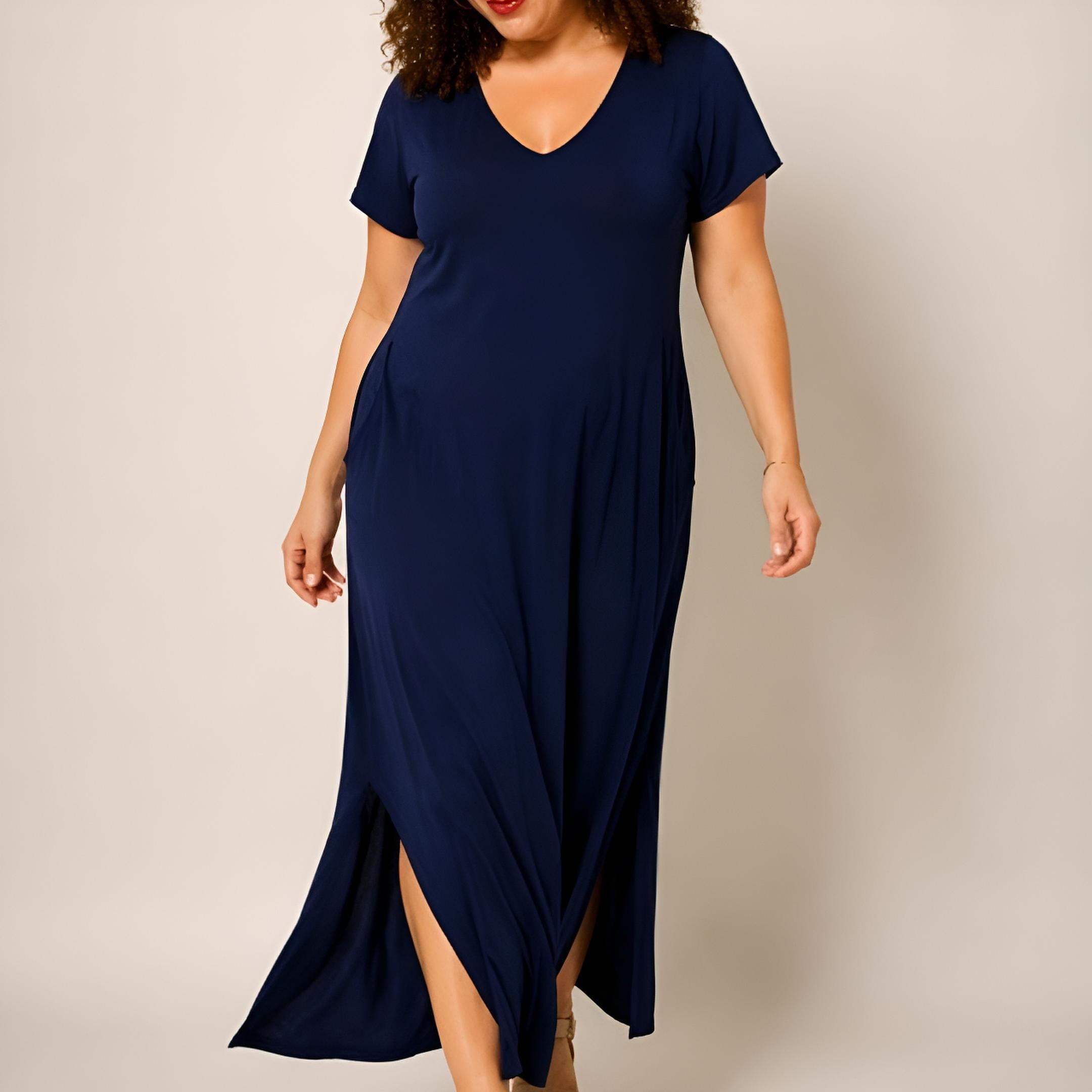 Vestido Vivian Azul Marino Largo | Viscosa hasta 6XL