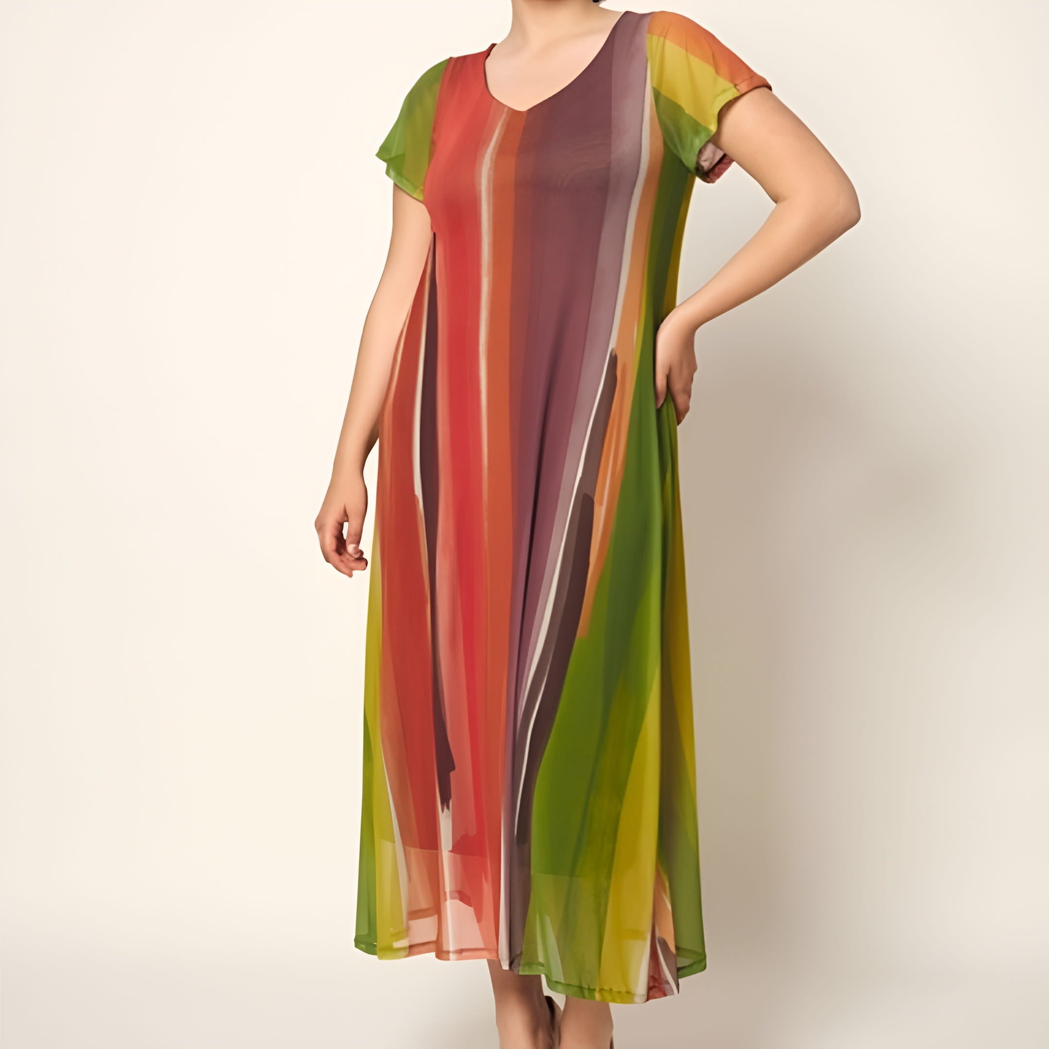 Vestido Aina Petra Midi Estampado | Fresco y Femenino hasta 6XL